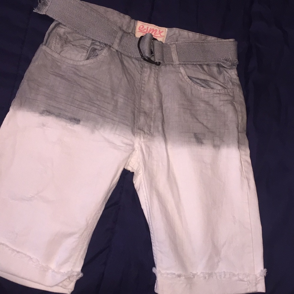 Gray and white shorts